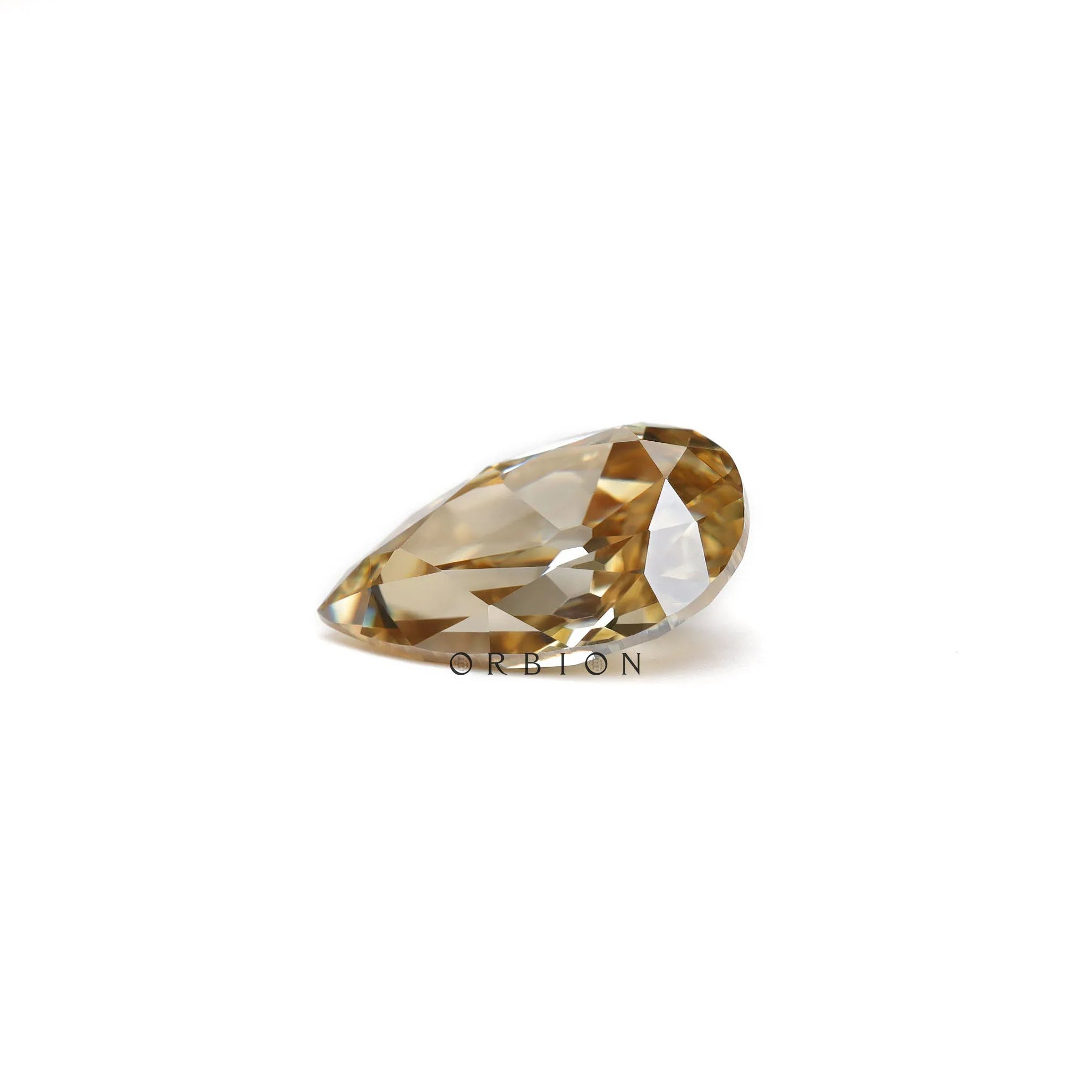 Loose pear moissanite dark champagne color old mine cut gemstone
