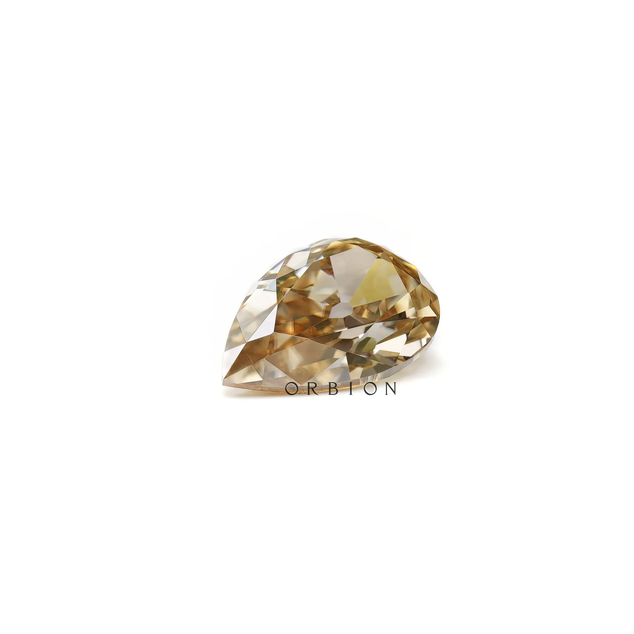 Elegant pear shape moissanite with deep champagne sparkle 3.50 ct