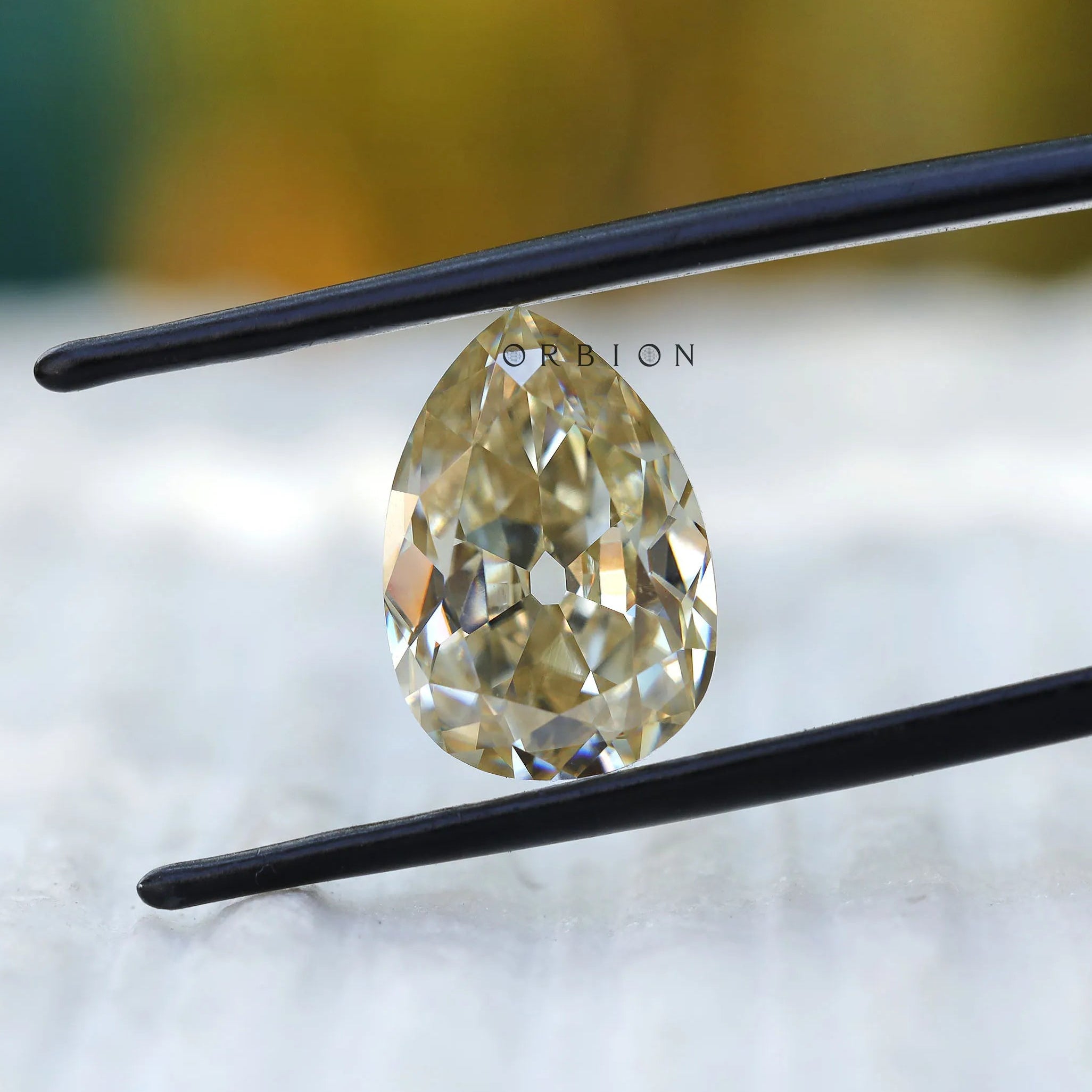 4.20 CT Off white pear moissanite old mine cut loose gemstone