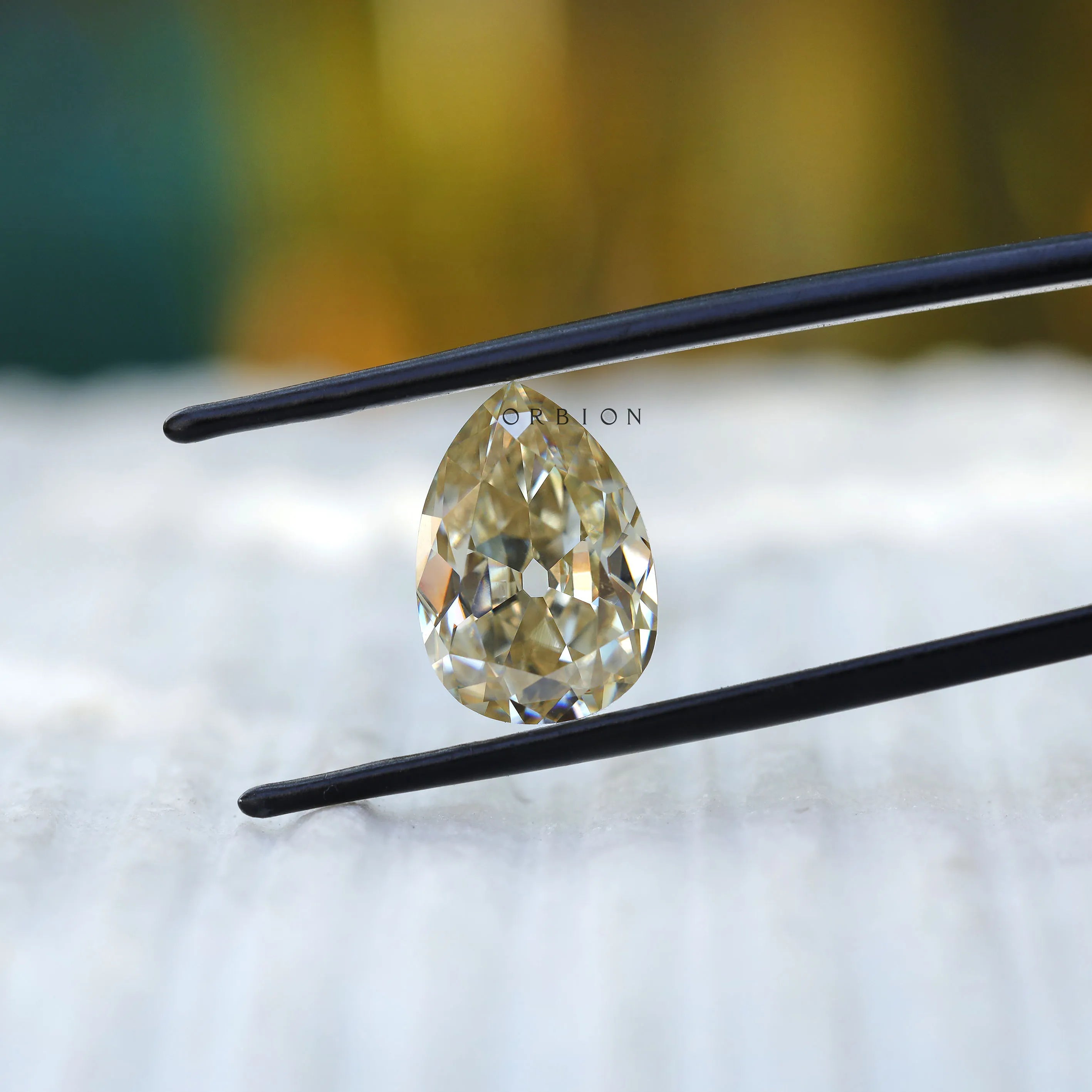 4.20 CT Off white pear moissanite old mine cut loose gemstone