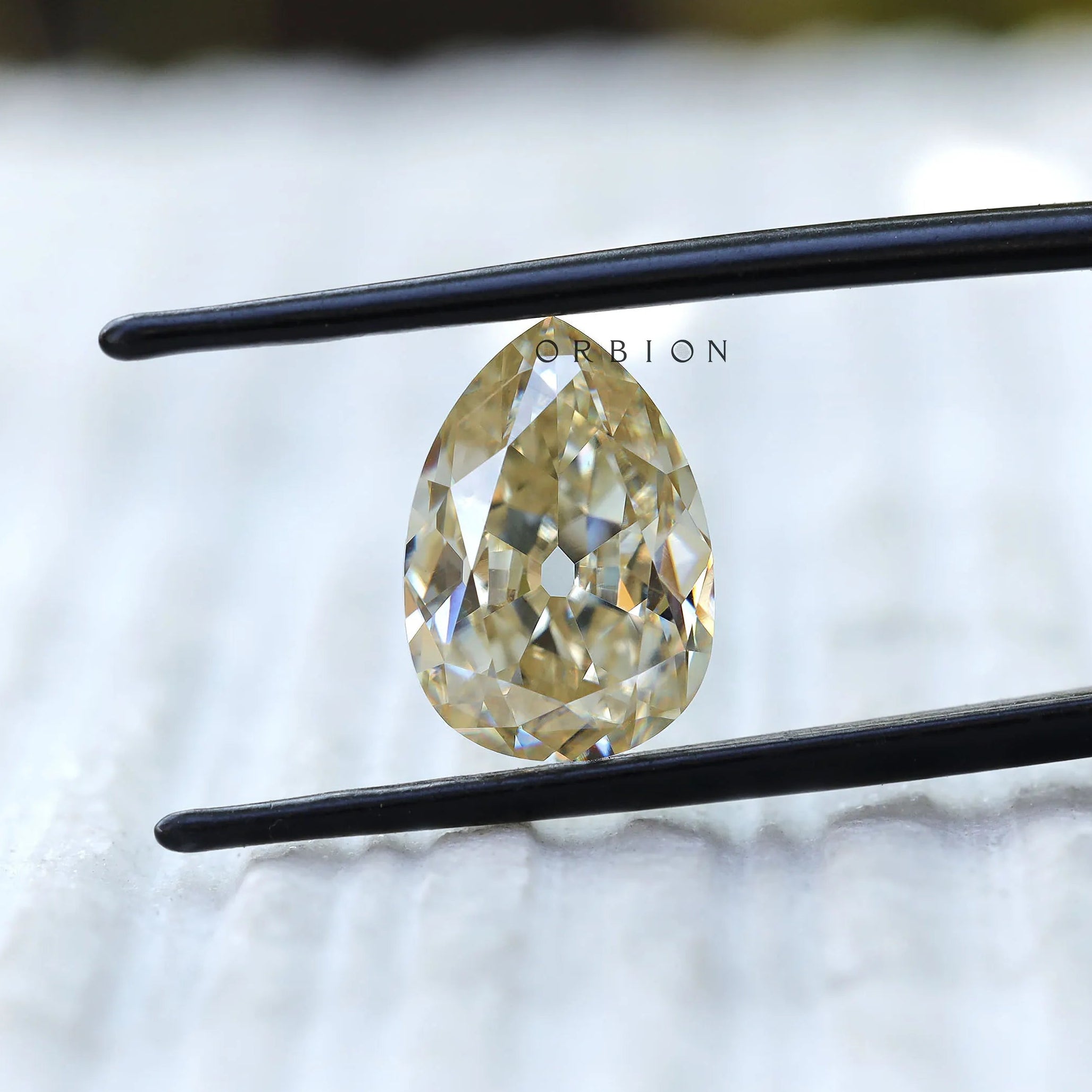 Loose 4.20 CT off white pear shaped moissanite stone with old mine cut