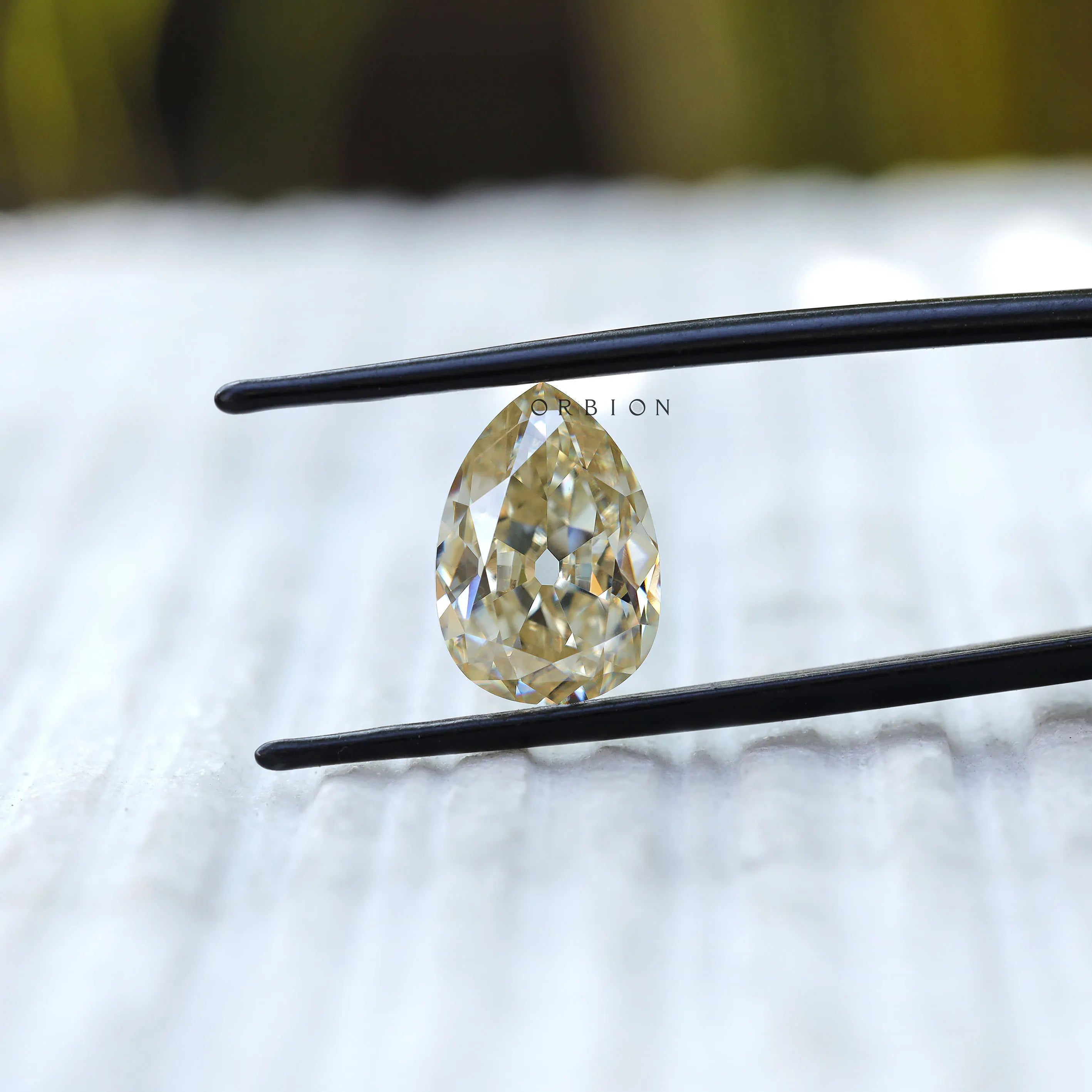 Loose 4.20 CT off white pear shaped moissanite stone with old mine cut