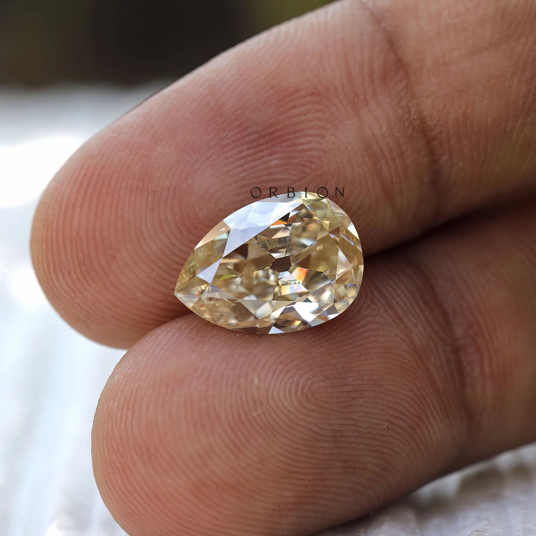 4.20 CT Off white moissanite pear shape with old mine cut, loose stone