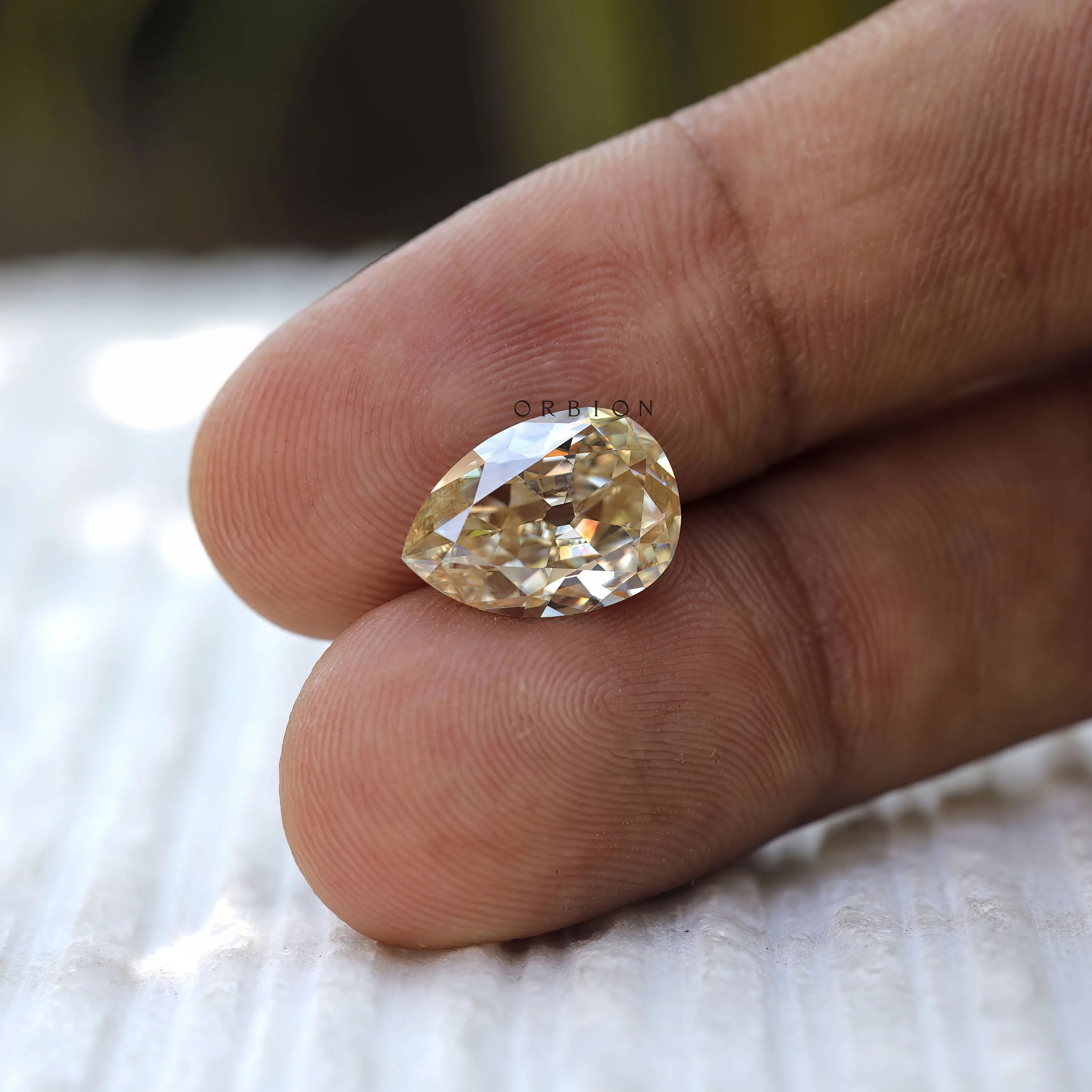 4.20 CT Off white moissanite pear shape with old mine cut, loose stone