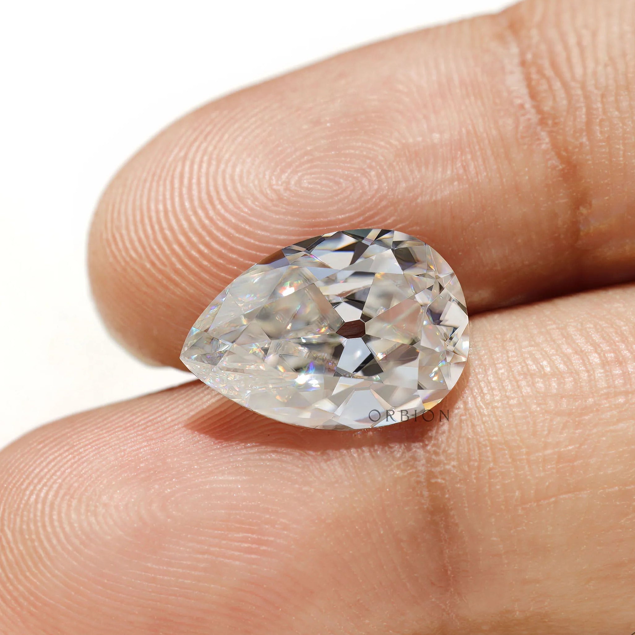 Antique cut pear moissanite loose colorless stone