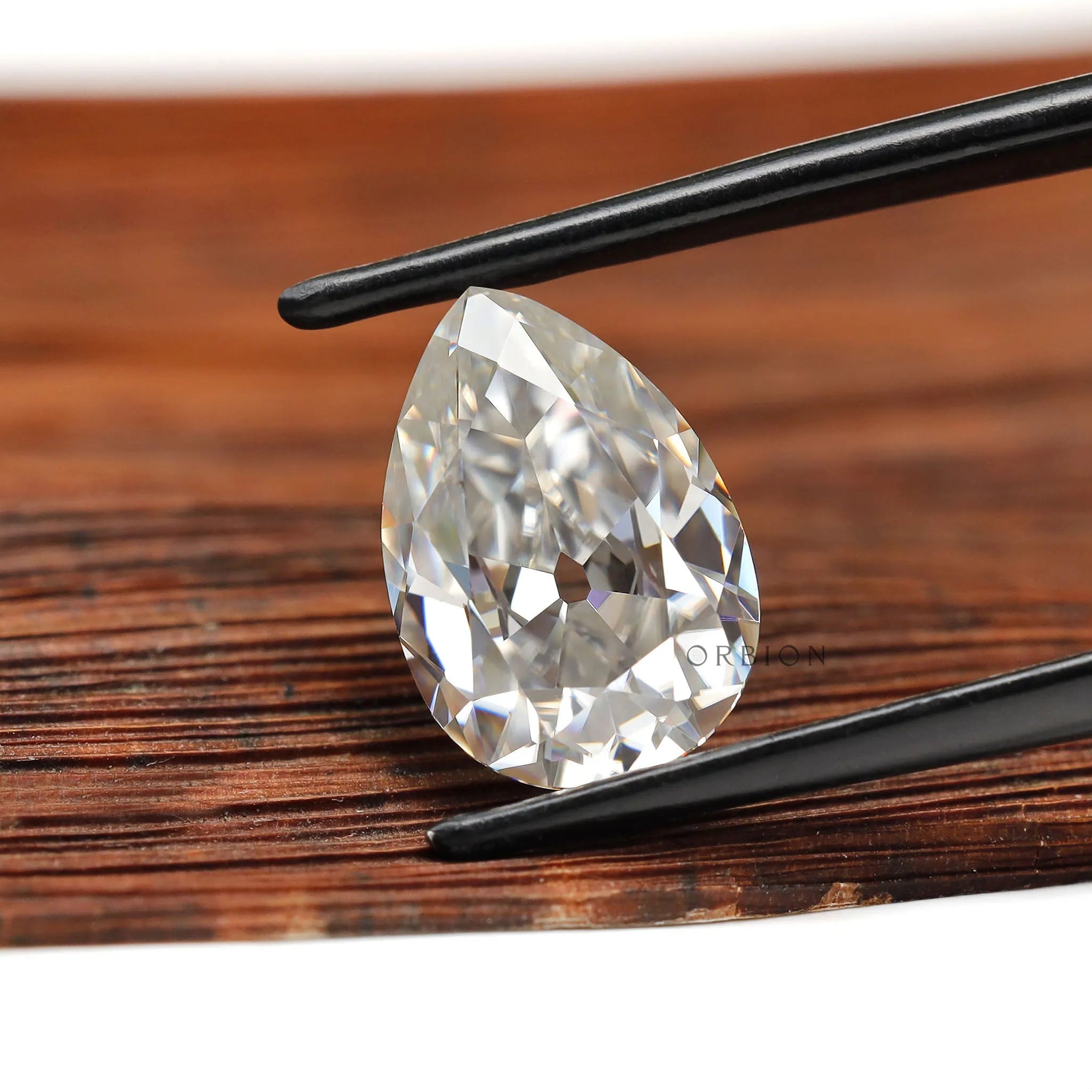 Colorless pear moissanite 4.20 ct vintage old mine cut solitaire stone