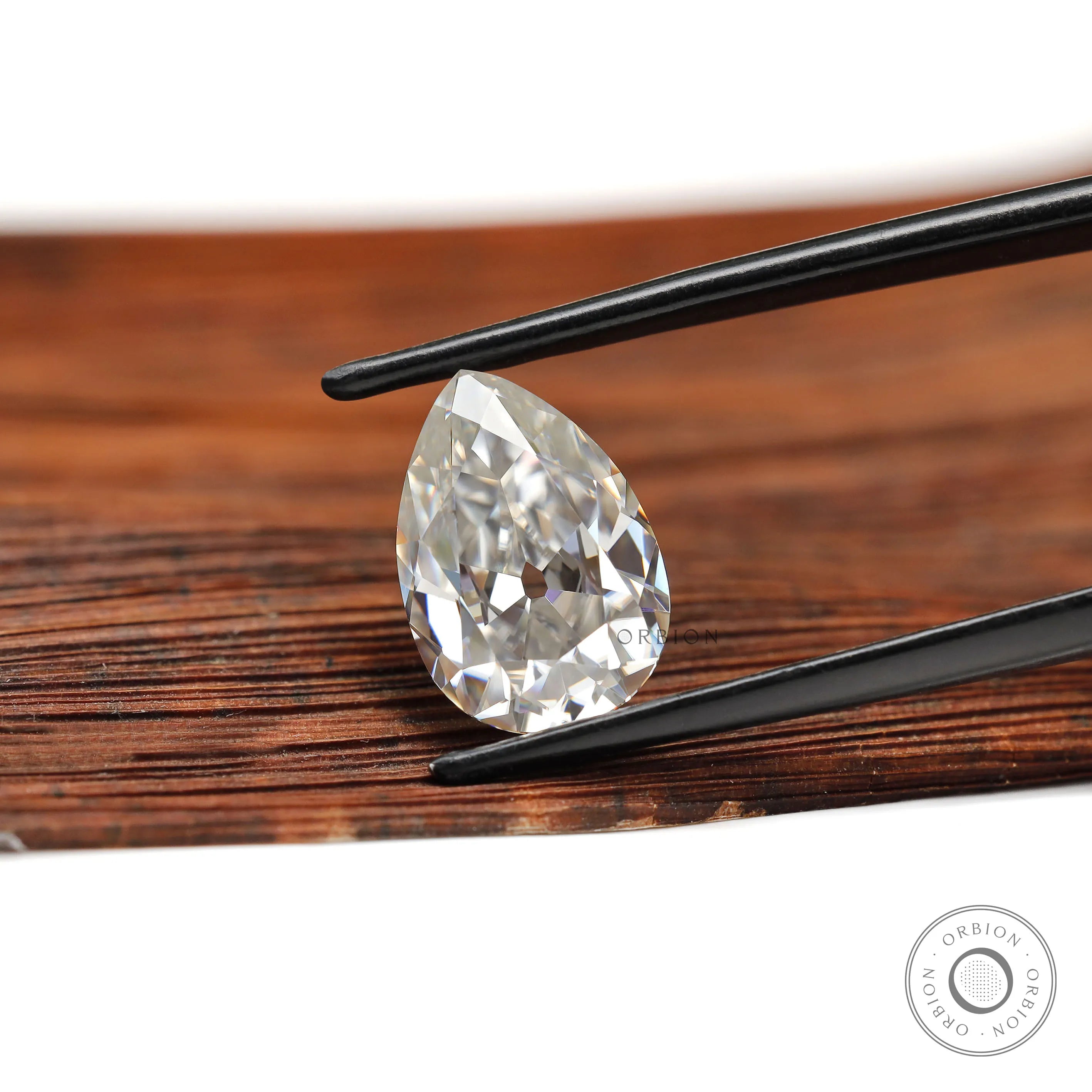 Colorless pear moissanite 4.20 ct vintage old mine cut solitaire stone