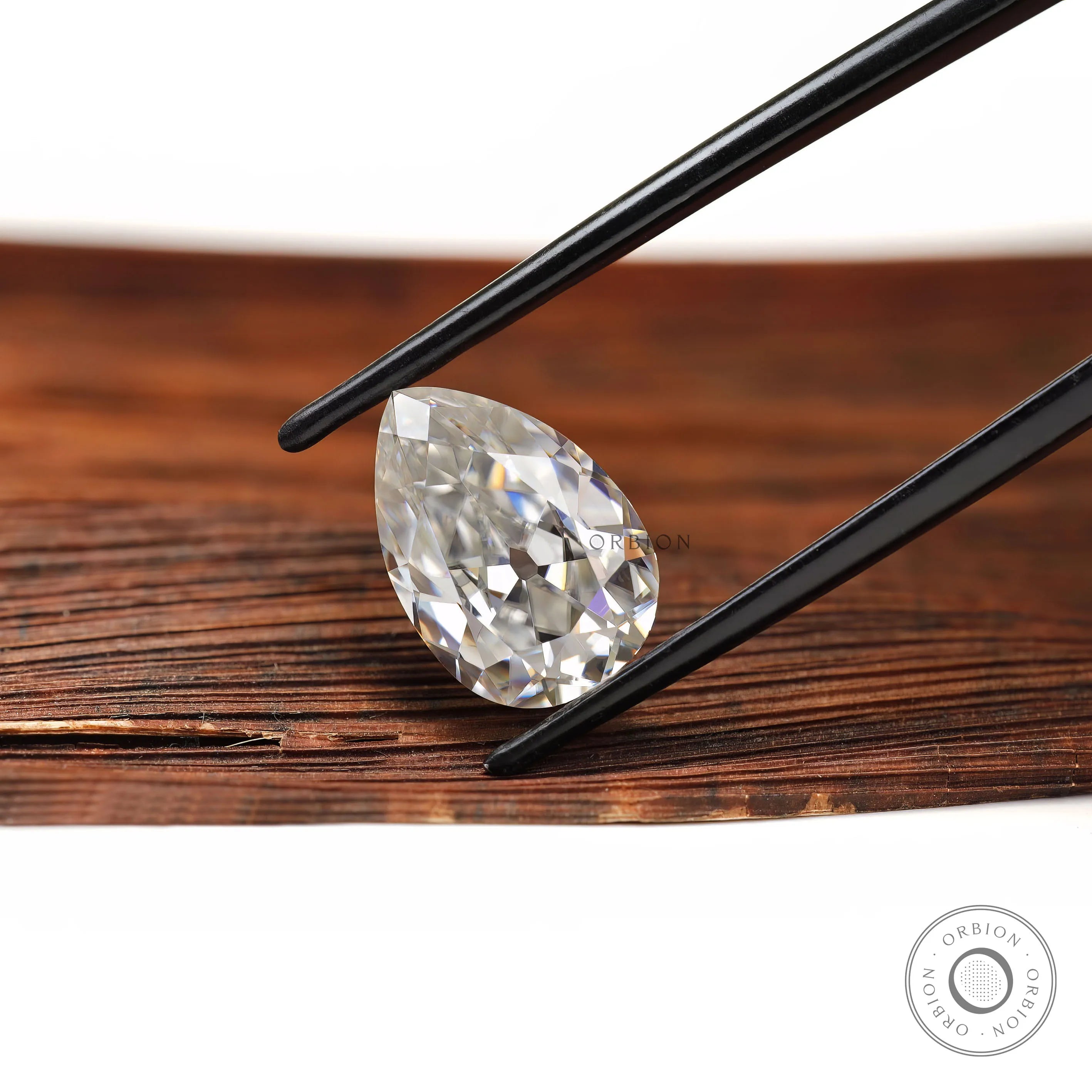 4.20 ct Pear shaped colorless moissanite solitaire old mine cut loose gemstone