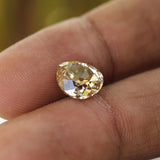 Light champagne moissanite 3 ct fat pear shape vintage cut gemstone