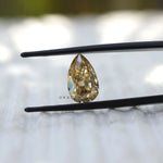 Soft champagne pear moissanite 2.80 ct antique old mine cut stone