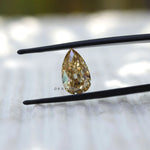 2.80 ct Light champagne moissanite pear shape vintage cut gemstone