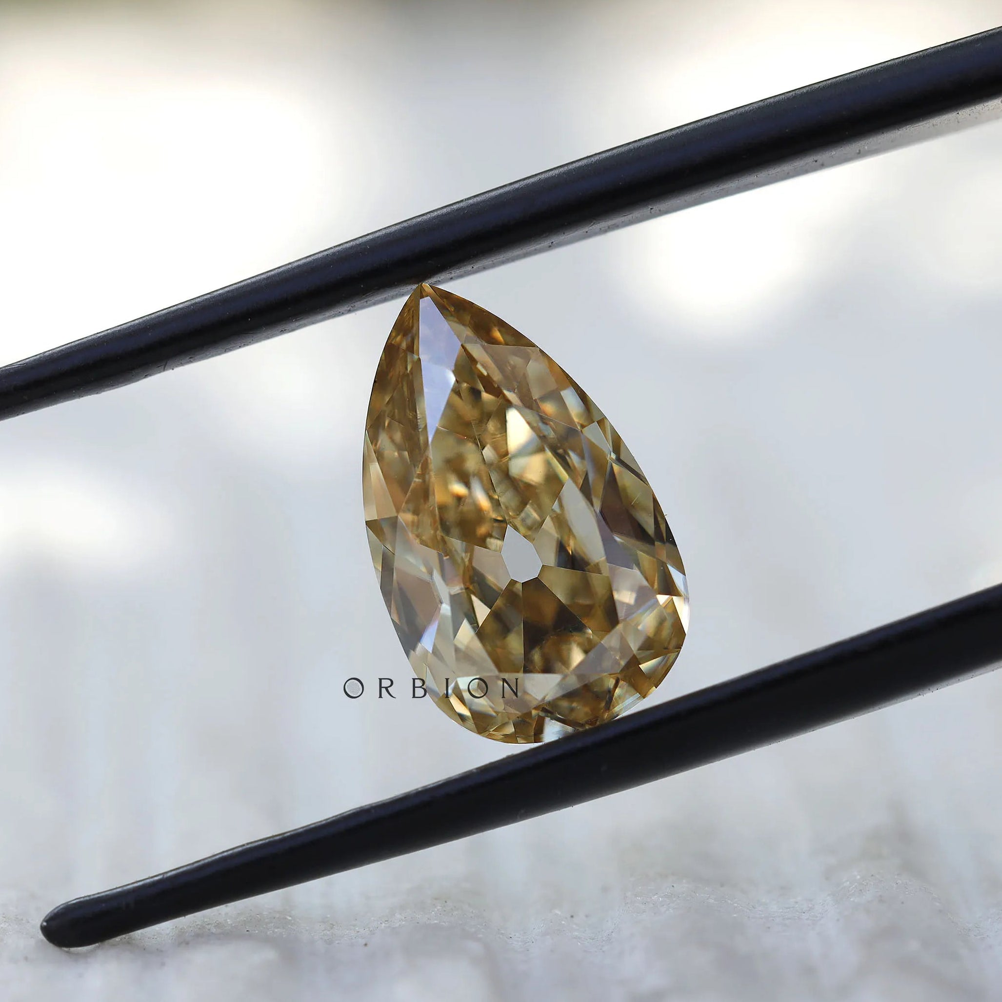 2.80 ct Pear light champagne moissanite with old mine cut loose gemstone