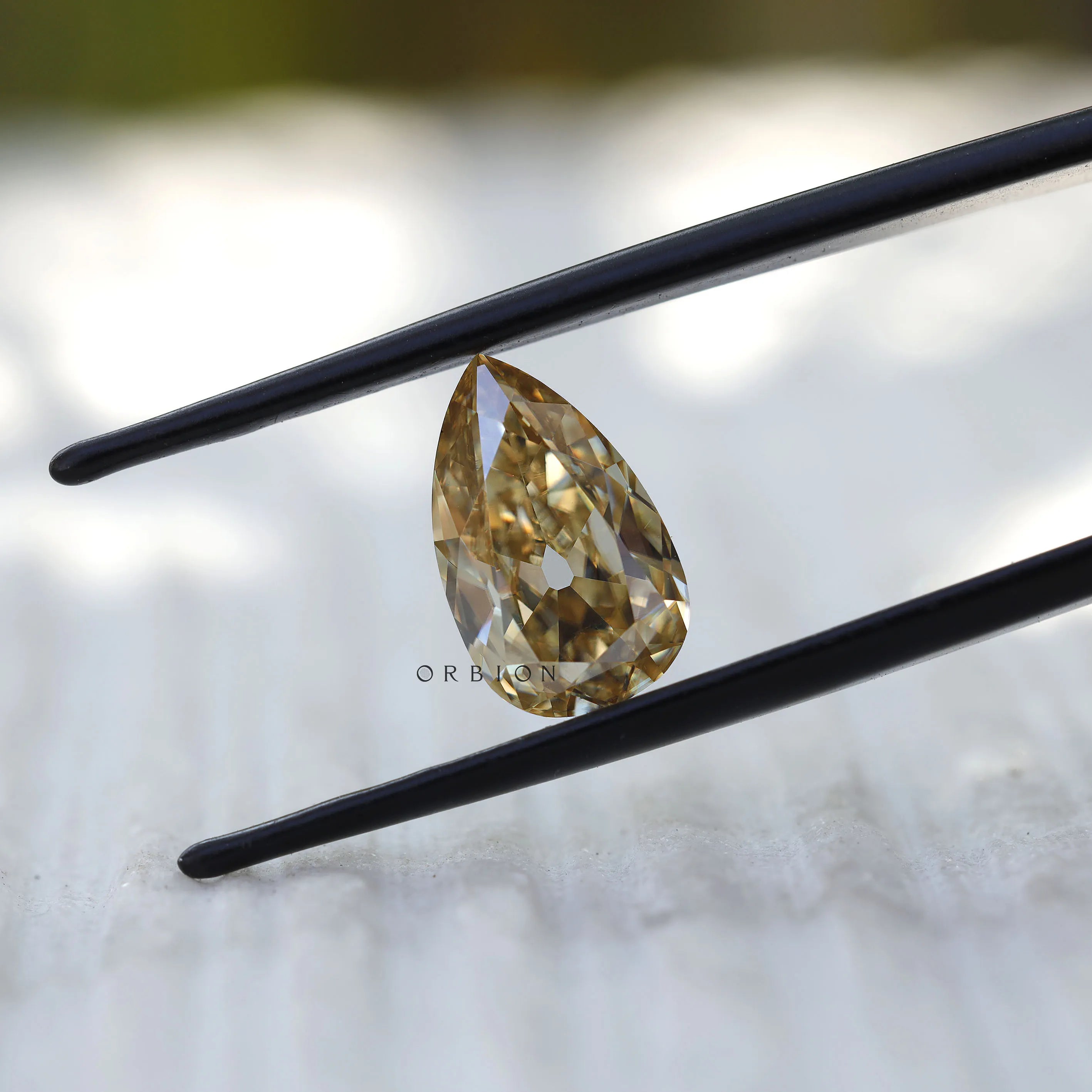 2.80 ct Pear light champagne moissanite with old mine cut loose gemstone