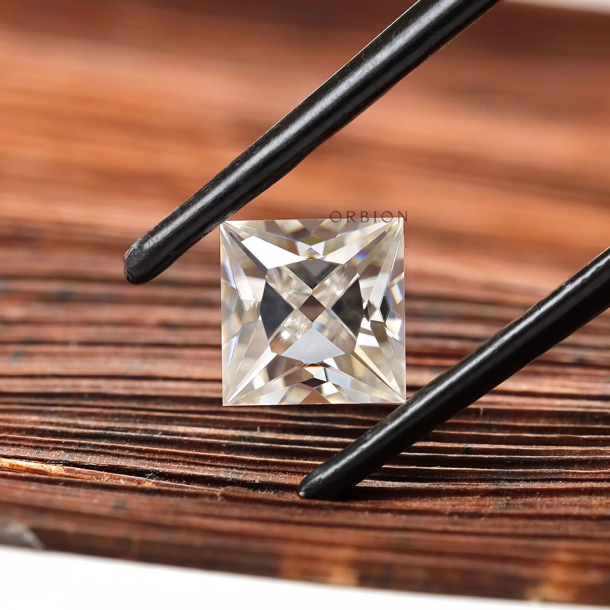 Princess French cut moissanite loose stone top view