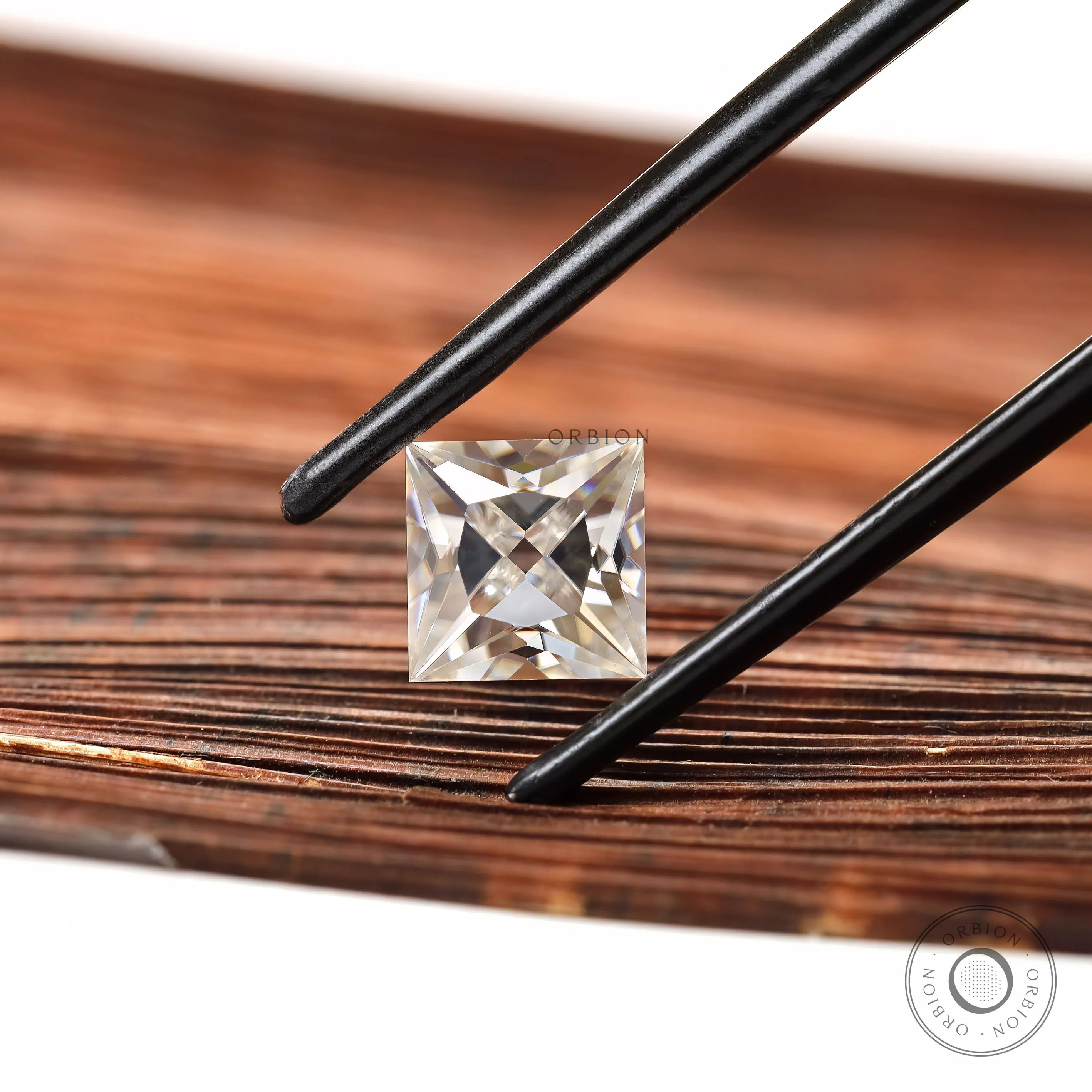 Princess French cut moissanite loose stone top view