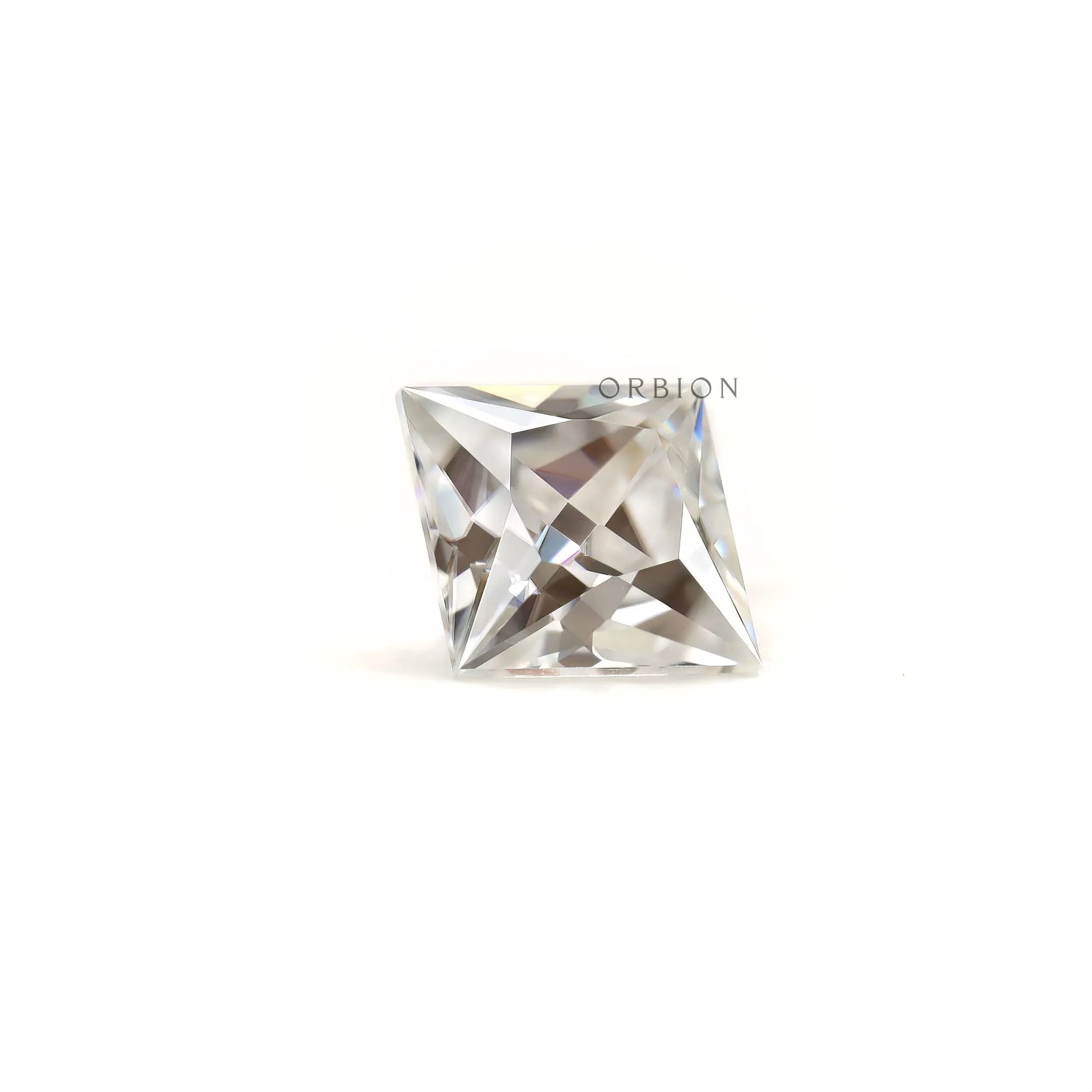 Loose square moissanite gemstone high polish facet reflection