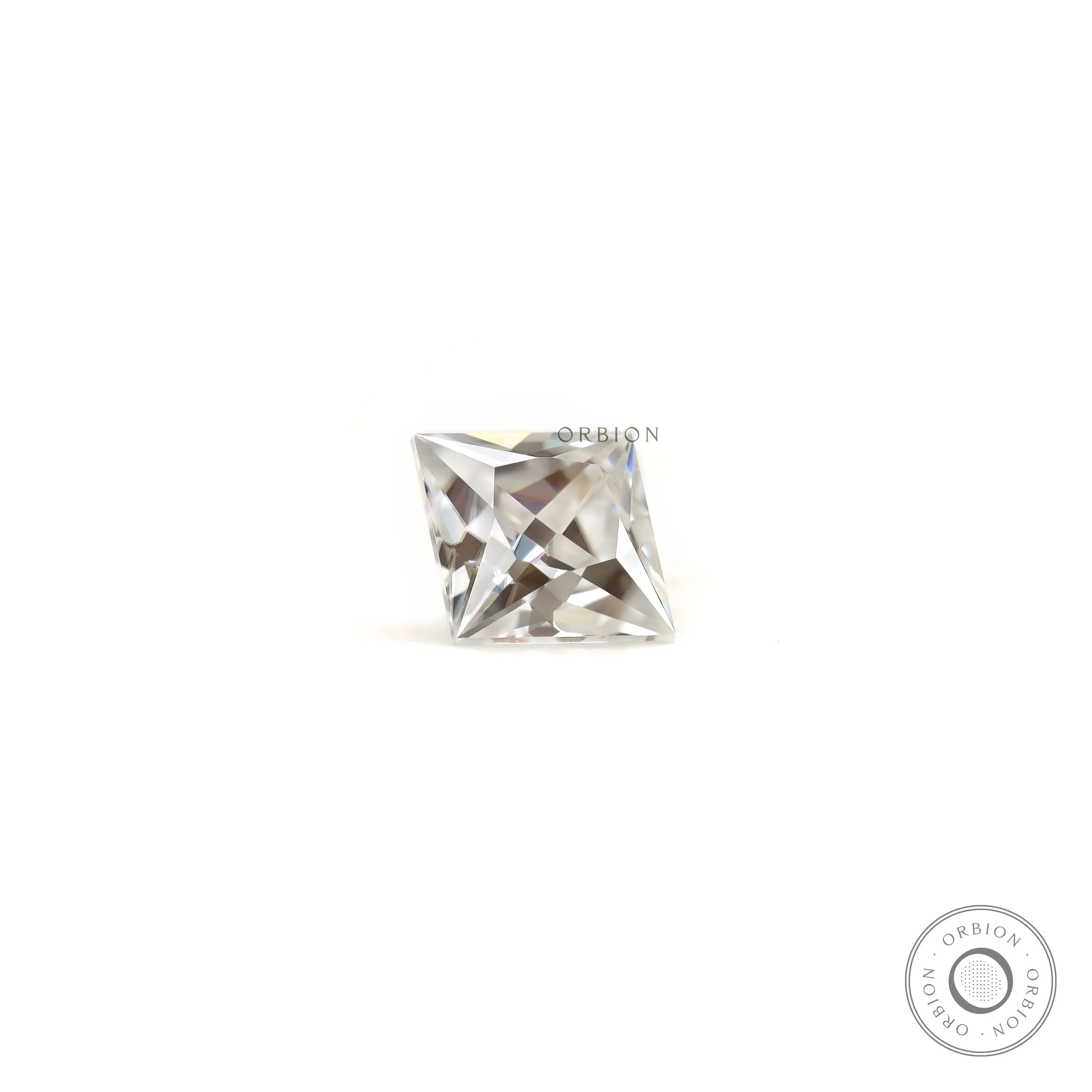 Loose square moissanite gemstone high polish facet reflection