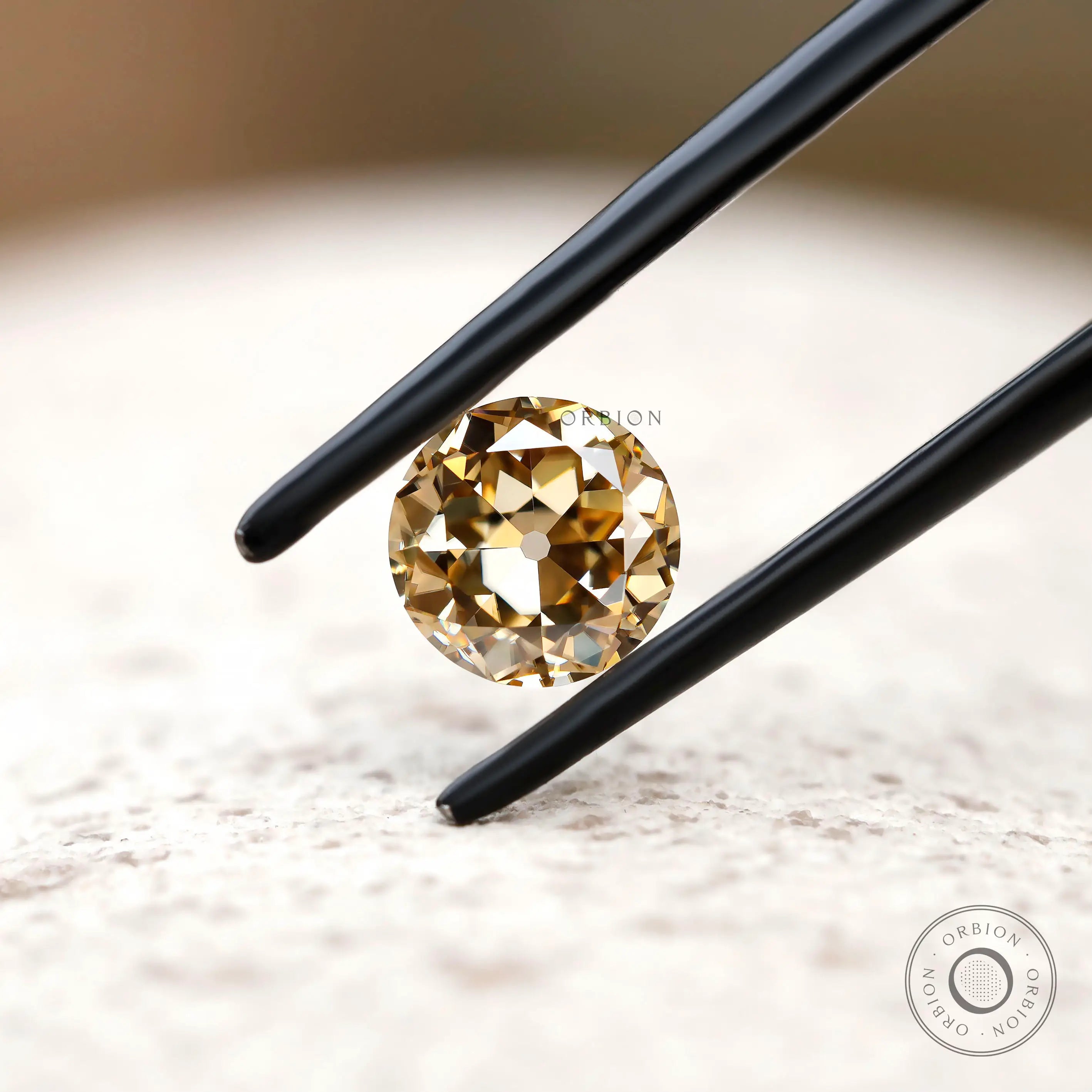 Old cut round loose champagne moissanite