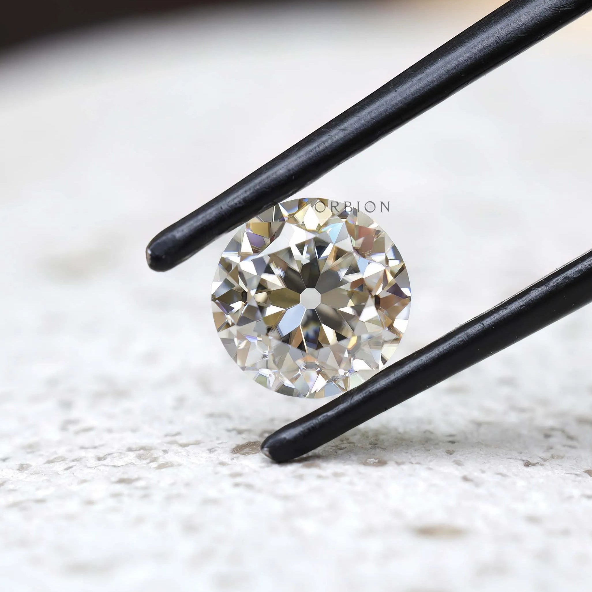 1.40 ct Moissanite round shape with antique european cut loose gem