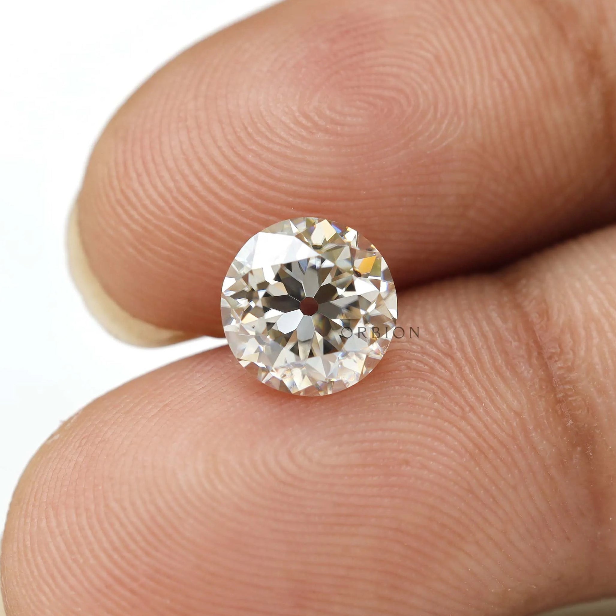 Round old european cut warm moissanite loose stone