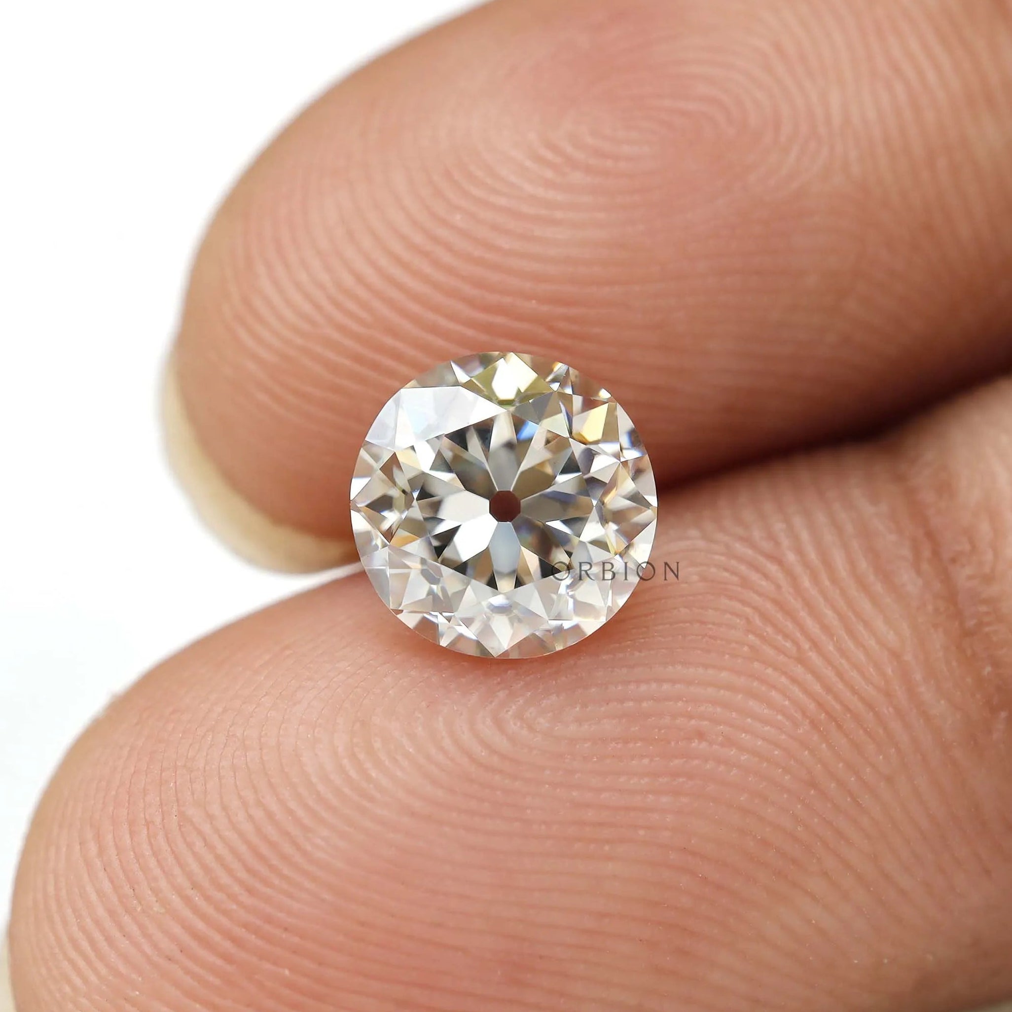 1.40 ct Round old european cut off white moissanite loose gemstone