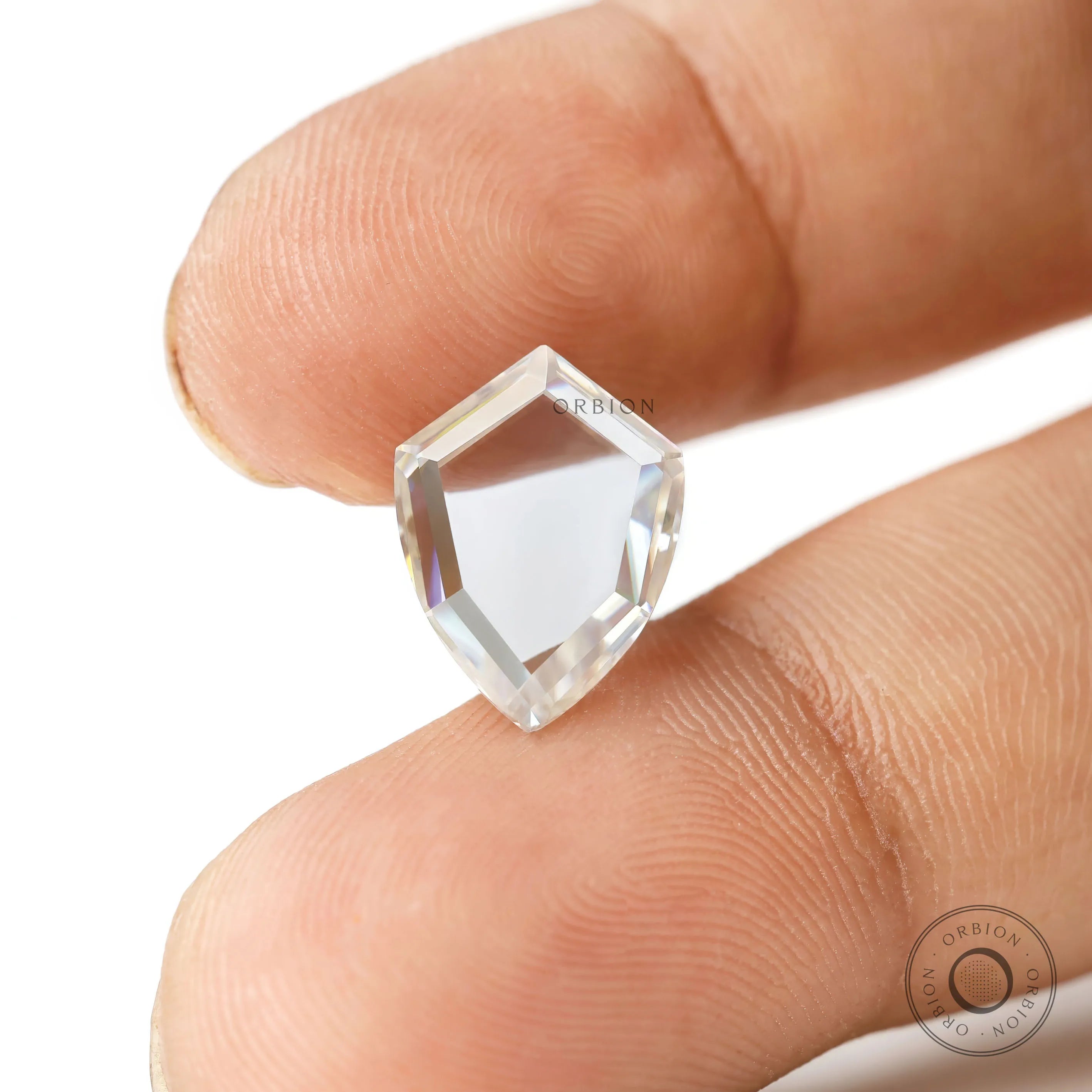 Unique shield portrait cut moissanite colorless loose stone