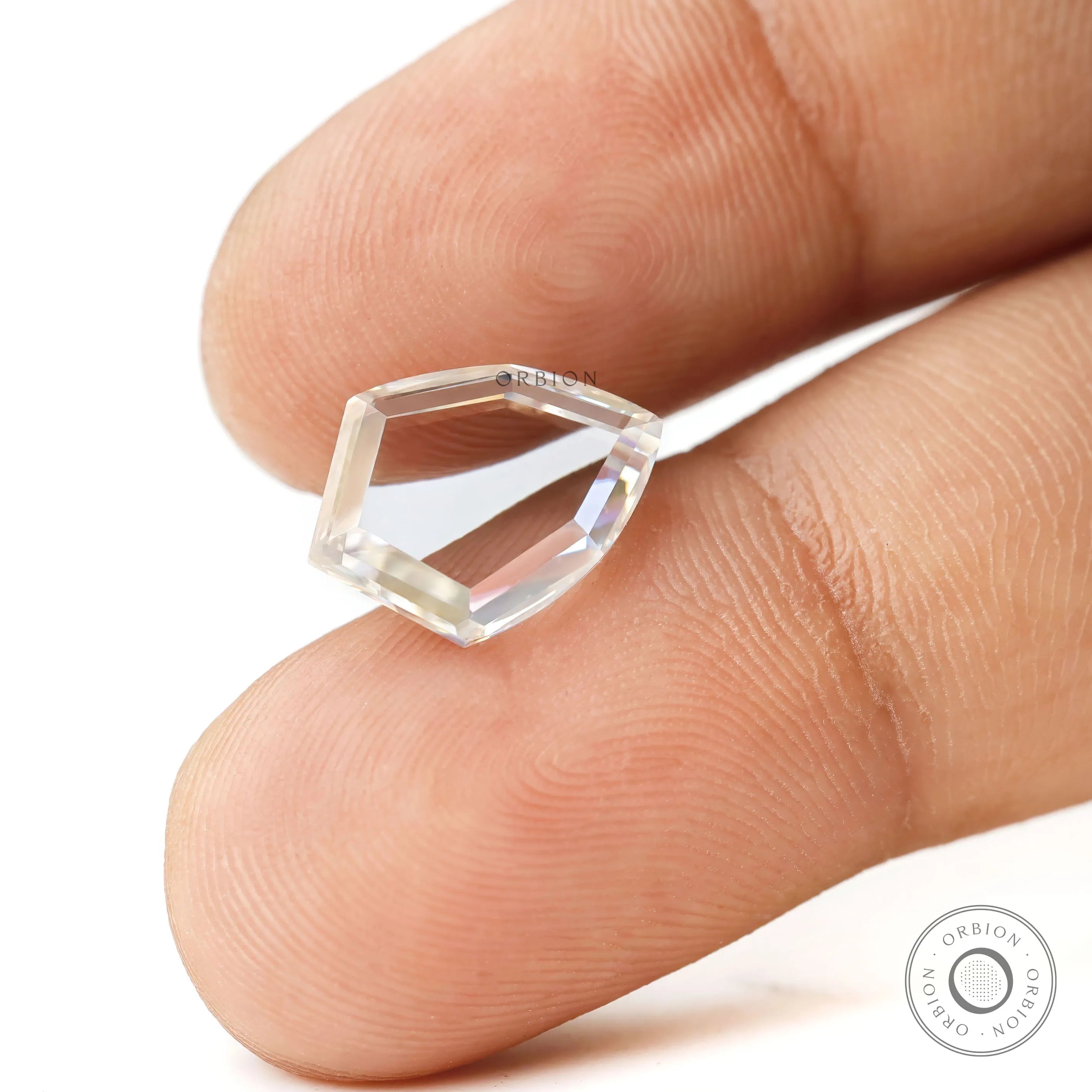 Elegant shield shaped portrait cut moissanite 2.60 ct gemstone