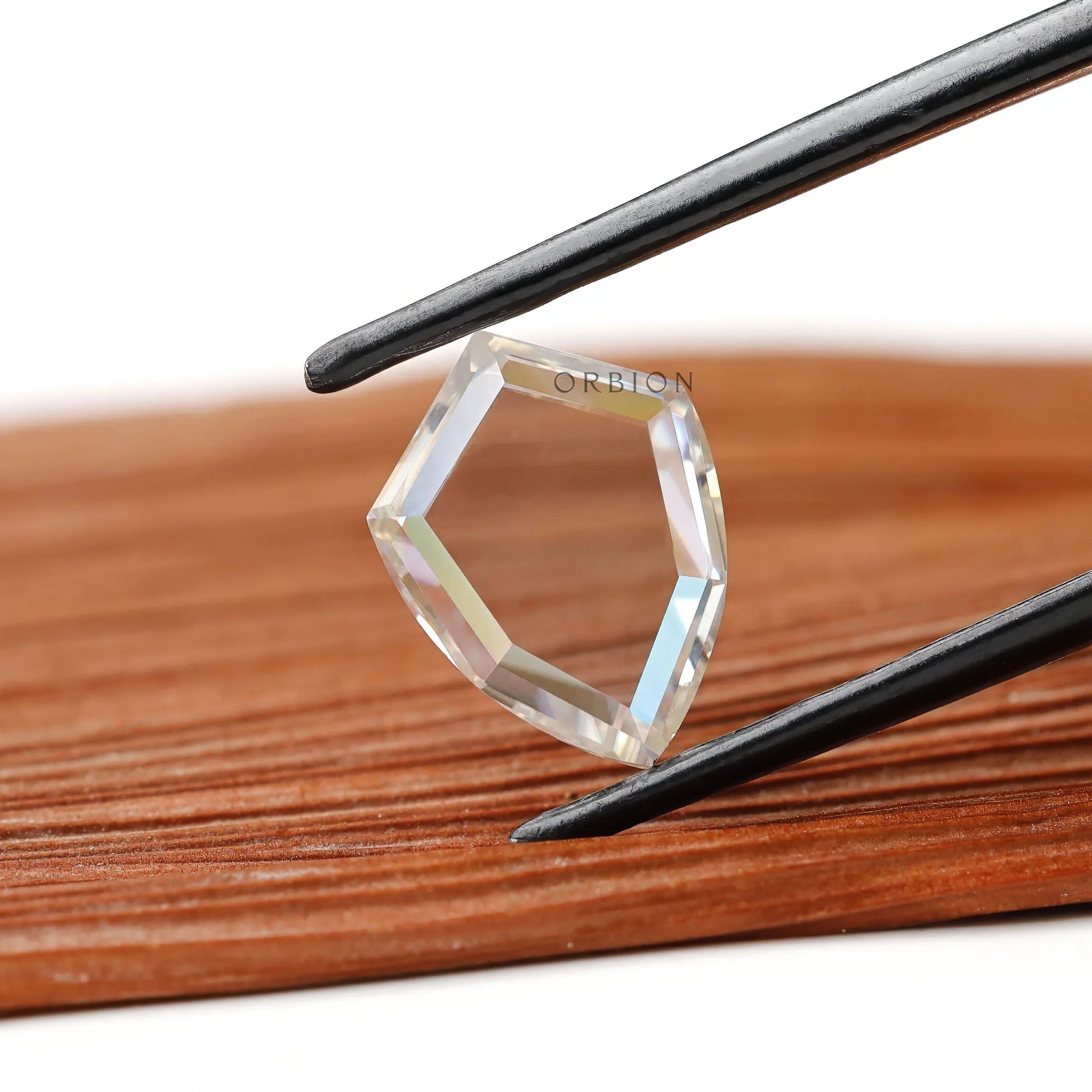 Shield shape portrait cut moissanite 2.60 ct colorless gemstone