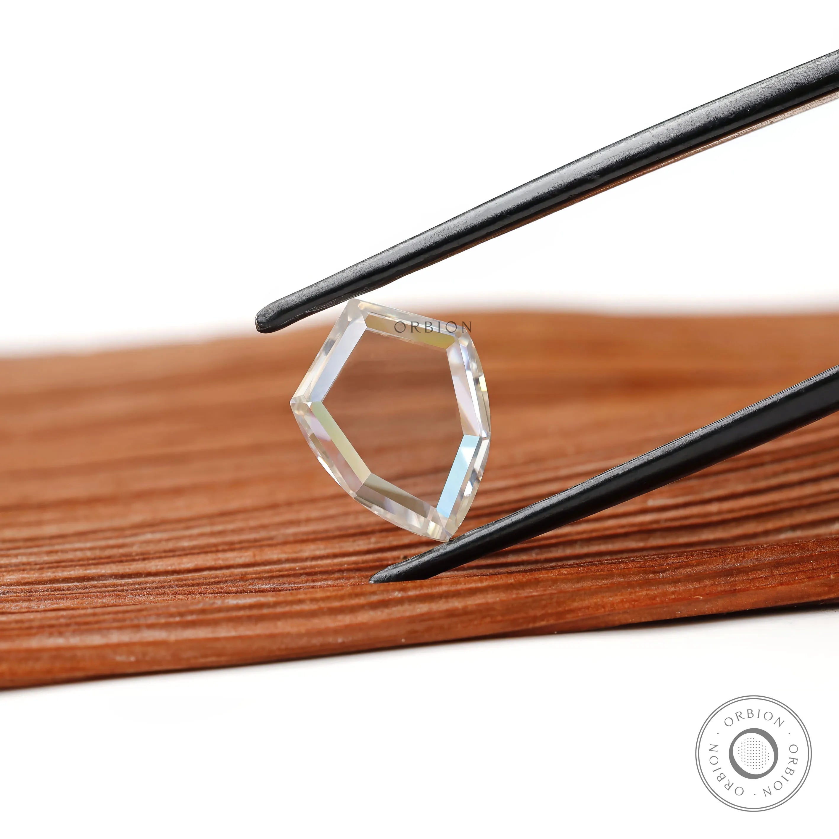 Shield shape portrait cut moissanite 2.60 ct colorless gemstone