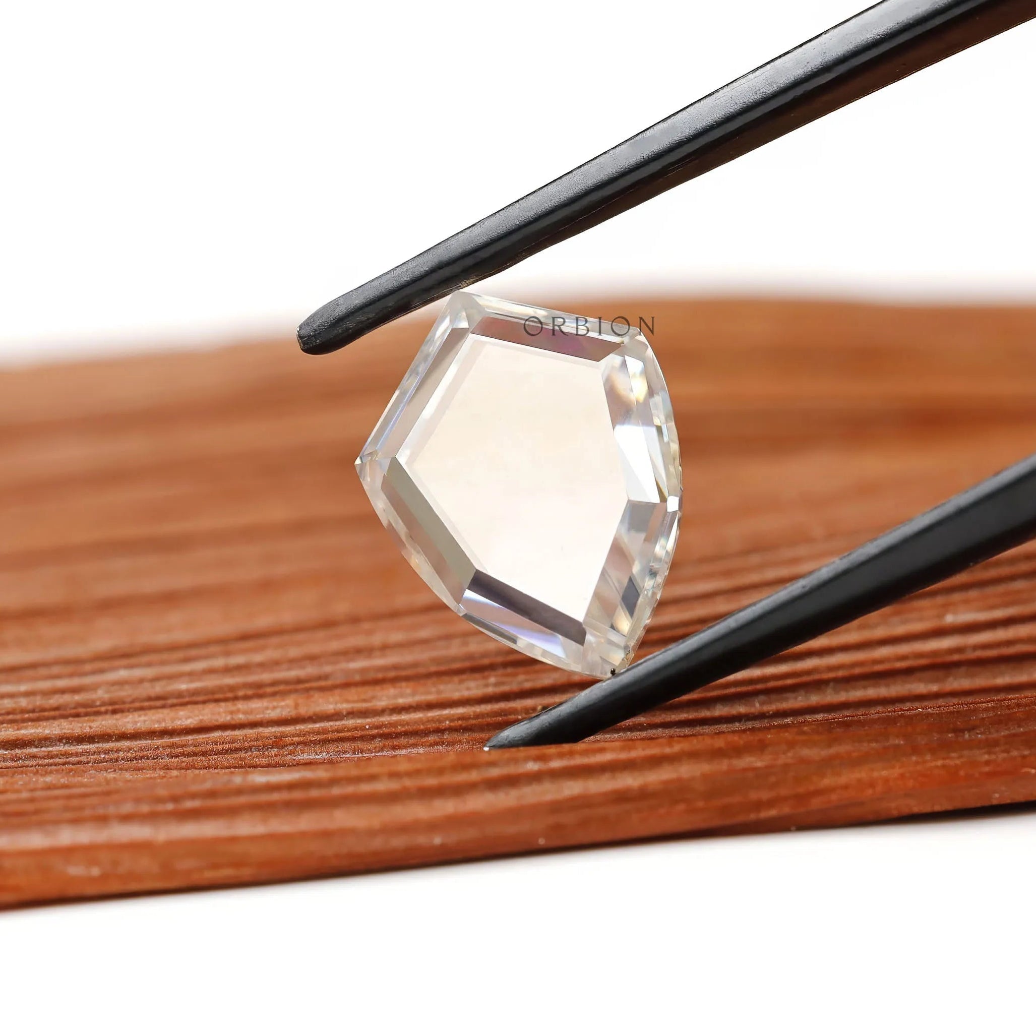 Unique shield shape portrait cut moissanite colorless 2.60 ct
