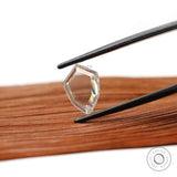 2.60 ct shield shaped portrait cut moissanite flat cut gemstone