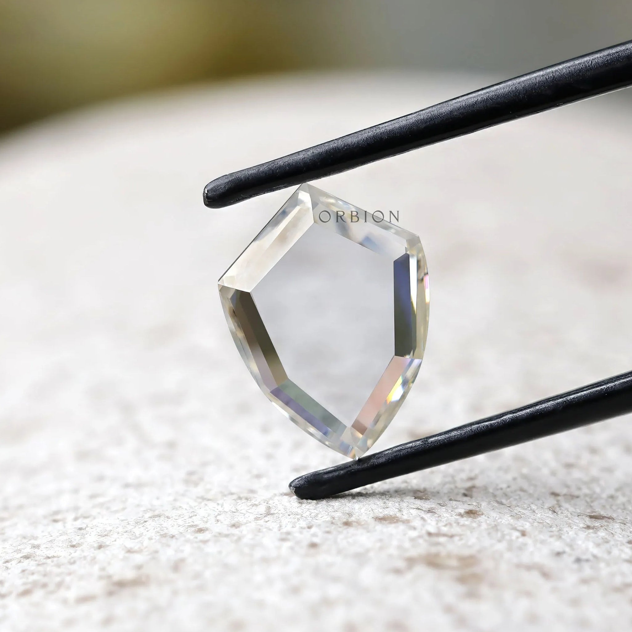 2.60 ct Colorless portrait cut shield shaped moissanite loose stone