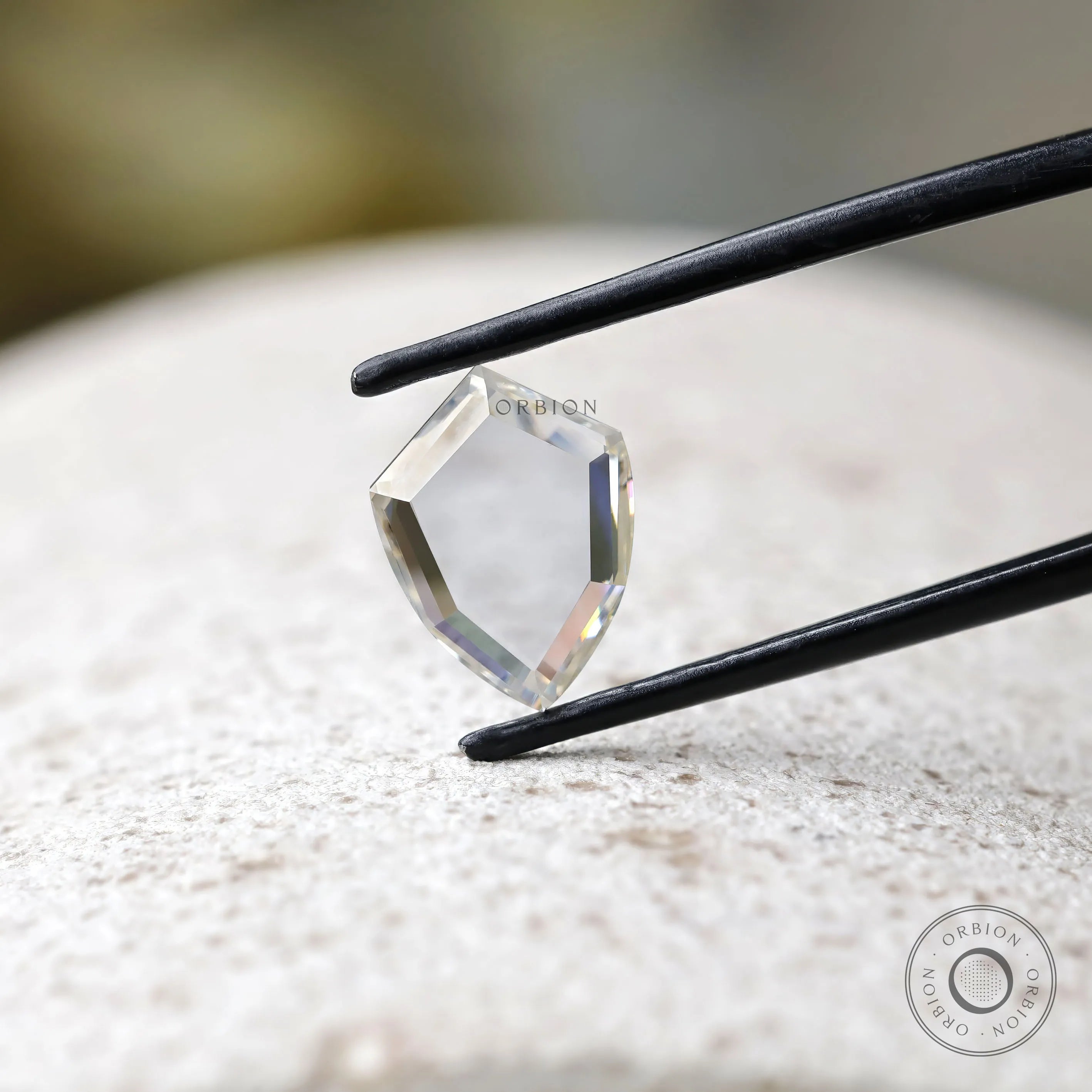 2.60 ct Colorless portrait cut shield shaped moissanite loose stone