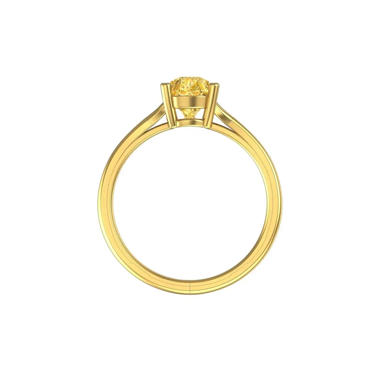 Minimalist pear moissanite engagement ring in yellow gold
