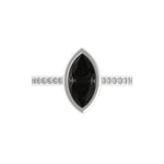 Top view of bezel-set black marquise moissanite ring.