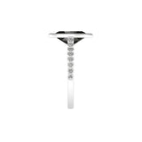 Side profile with bezel-set diamonds along shank and marquise.
