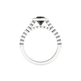 Front profile highlighting cathedral silhouette and marquise bezel setting.
