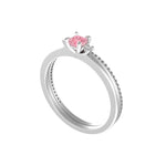 Cushion cut pink lab diamond dainty wedding ring set