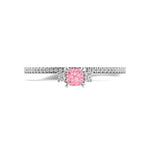 Pink lab diamond wedding ring set with pave band