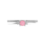Pink lab diamond wedding ring set with pave band