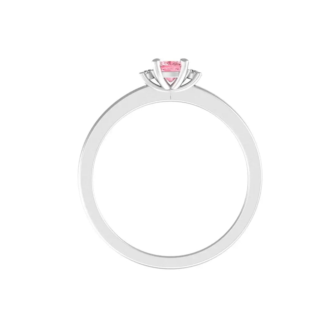 Dainty pink lab diamond bridal set in white gold