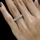 Seven stone moissanite wedding band, cushion cut, old mine cut, set in yellow gold, half eternity ring