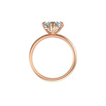 Rear view slim rose gold band on white background