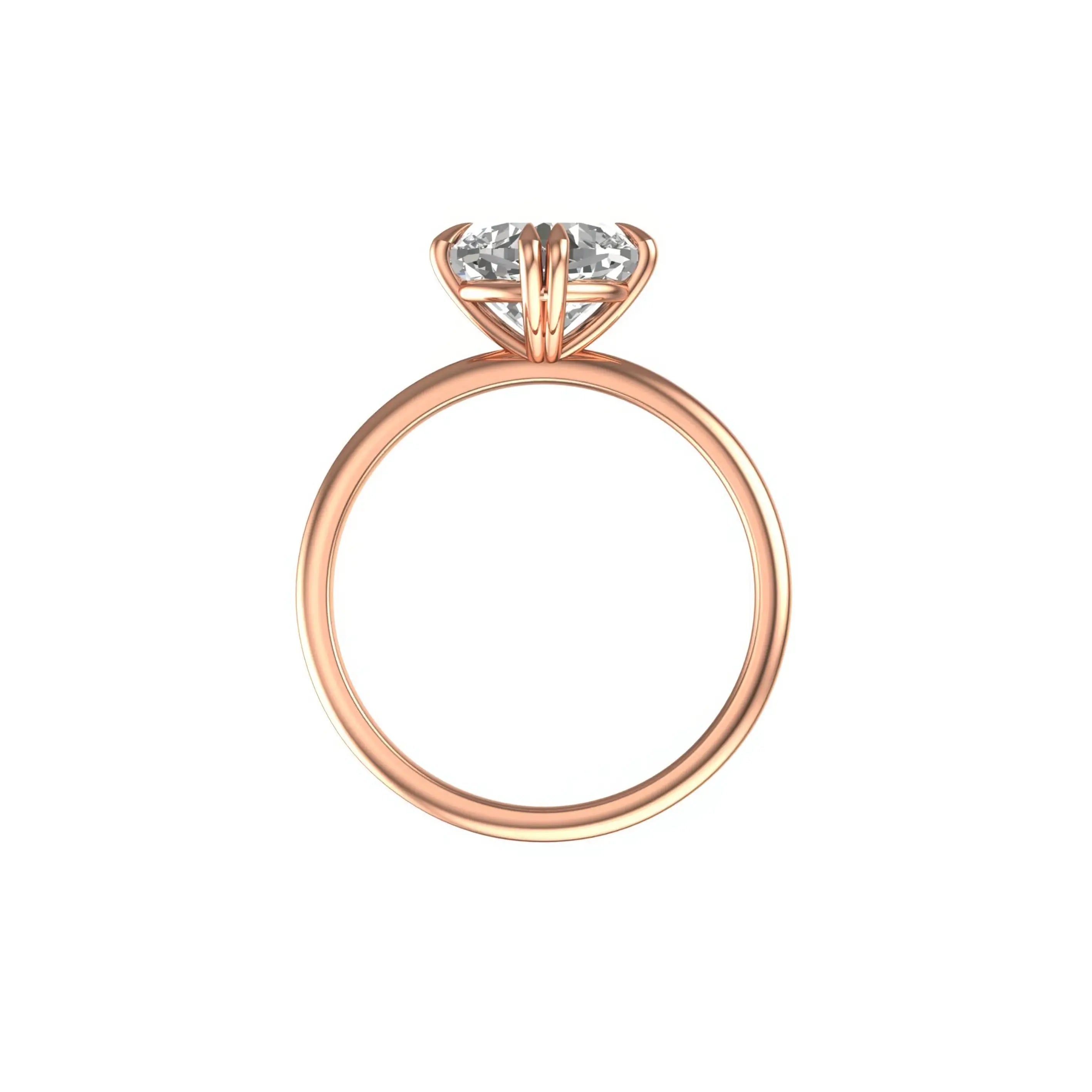 Rear view slim rose gold band on white background