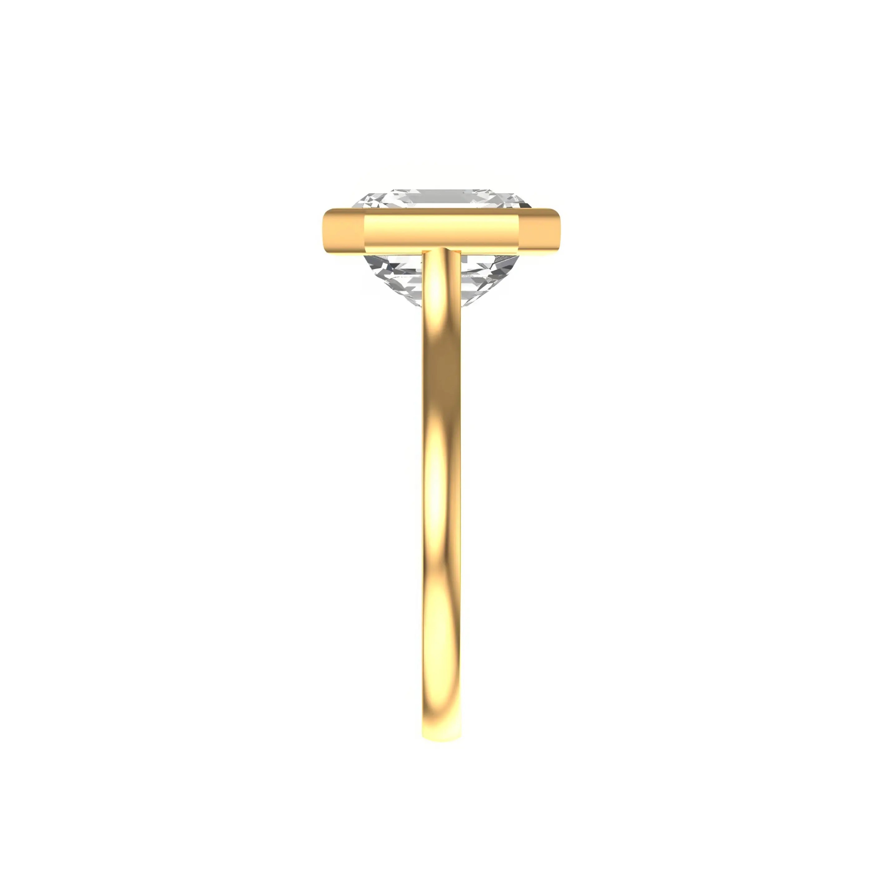 Straight side view showing bezel height and slim polished band.
