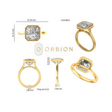 Measurement chart showing ring dimensions, band width, and setting height.