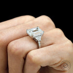 Emerald cut engagement ring detail showing step cut facets