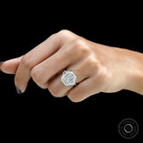 Luxury emerald cut three stone engagement ring in platinum 