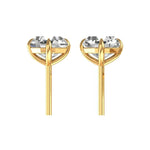 Side profile of antique Asscher moissanite studs with posts.