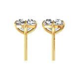 Side profile of antique Asscher moissanite studs with posts.